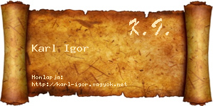 Karl Igor névjegykártya